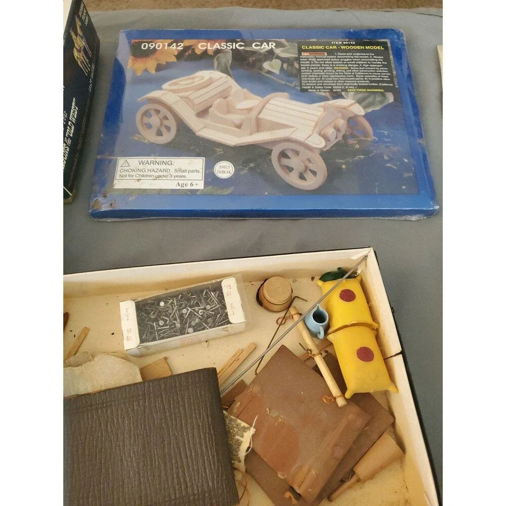 8 Vtg Model Kits Car Airplane Tractor Wagon Ox Horse Team Craft Master Read